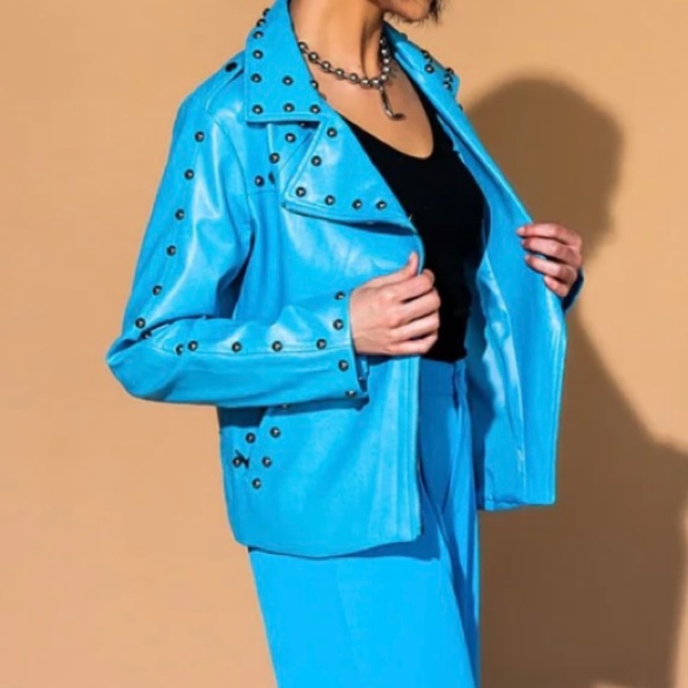 Dressed In Lala blue leather moto biker - Picture 2 of 3